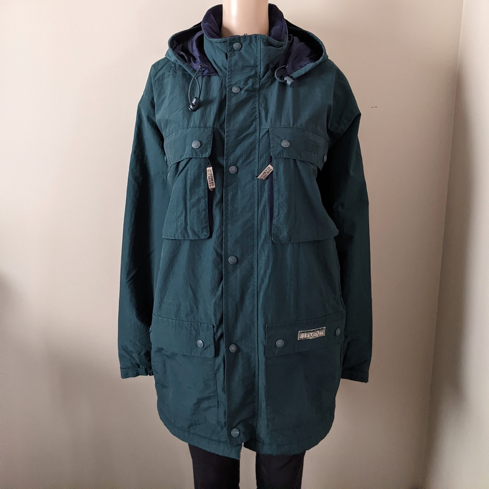 Men's Deep Teal Hooded Raincoat with Front Pockets